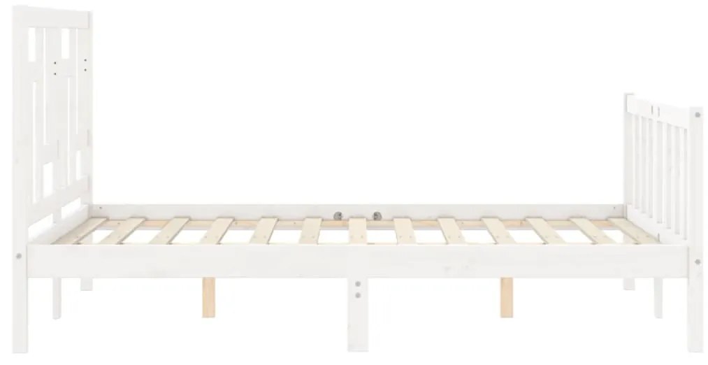 Estrutura de cama com cabeceira 140x190cm madeira maciça branco