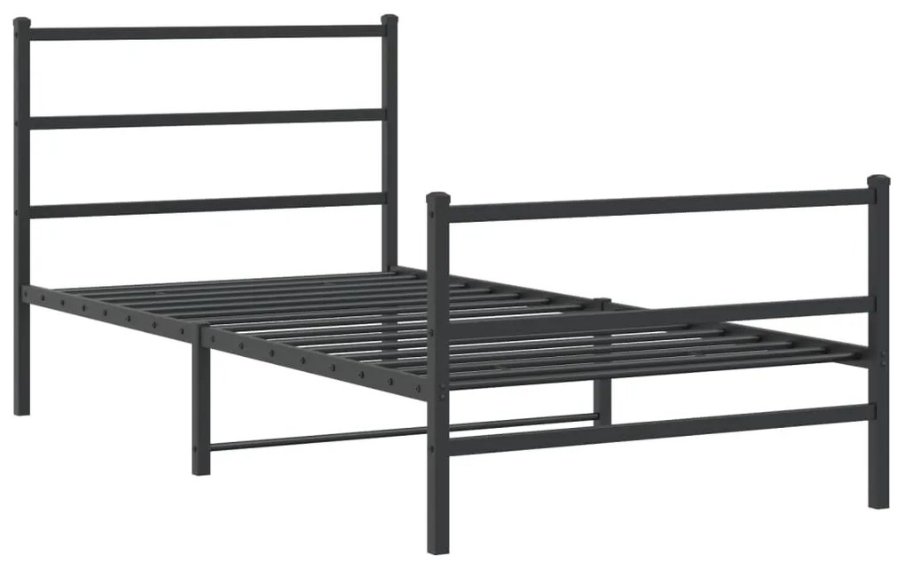 Estrutura de cama com cabeceira e pés 100x190 cm metal preto