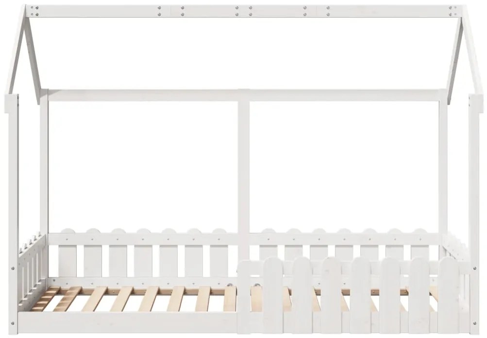 Cama infantil formato casa 80x200 cm pinho maciço branco
