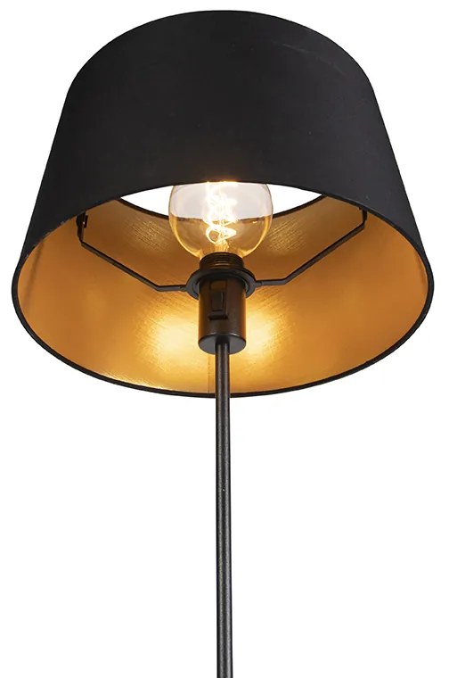 Candeeiro de pé preto com cúpula preta 35 cm ajustável - Parte Clássico / Antigo