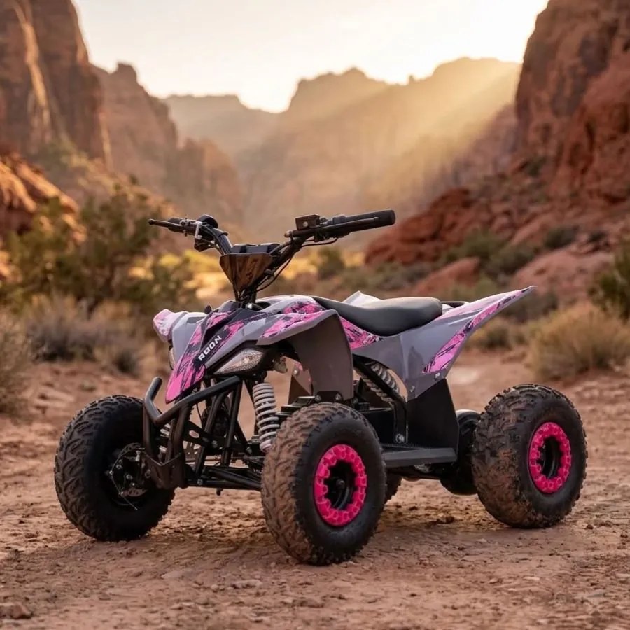 MINI MOTO 4 PARA CRIANÇAS 1000W 36V Roan RATTE C/ Marcha atrás e limitador Rosa