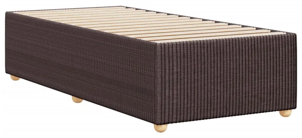 Estrutura de cama sem colchão 90x190 cm tecido castanho-escuro