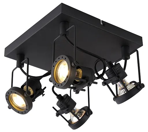 Projetores industriais pretos 4 luzes - Suplux Industrial