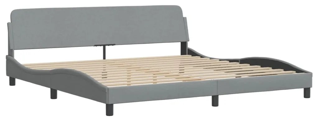Estrutura de cama sem colchão 200x200 cm tecido cinzento-claro