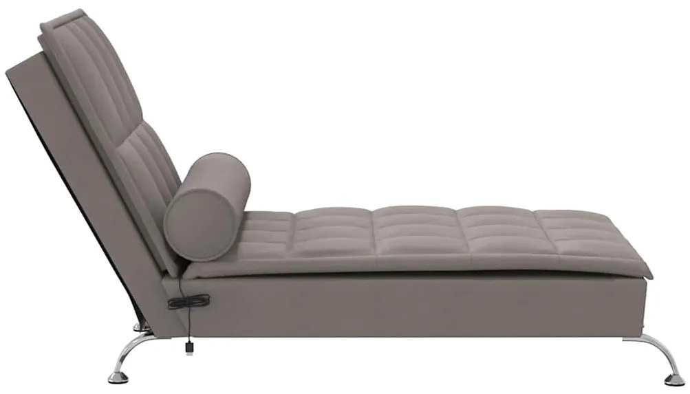 Chaise lounge de massagem com rolo tecido cinza-acastanhado