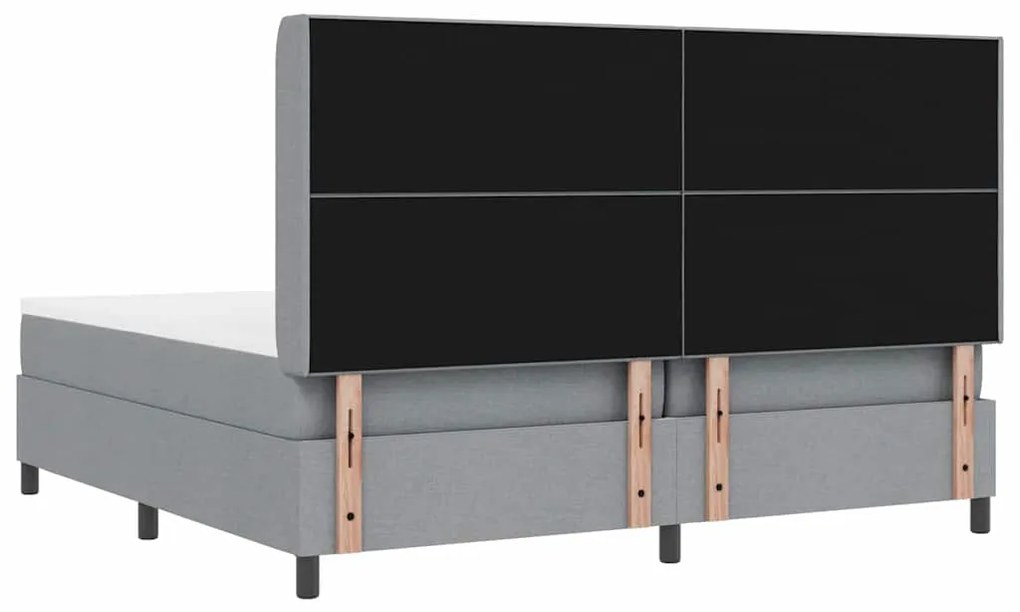 Cama Box com Colchão e LED Cinza Claro 200x200 cm Tecido