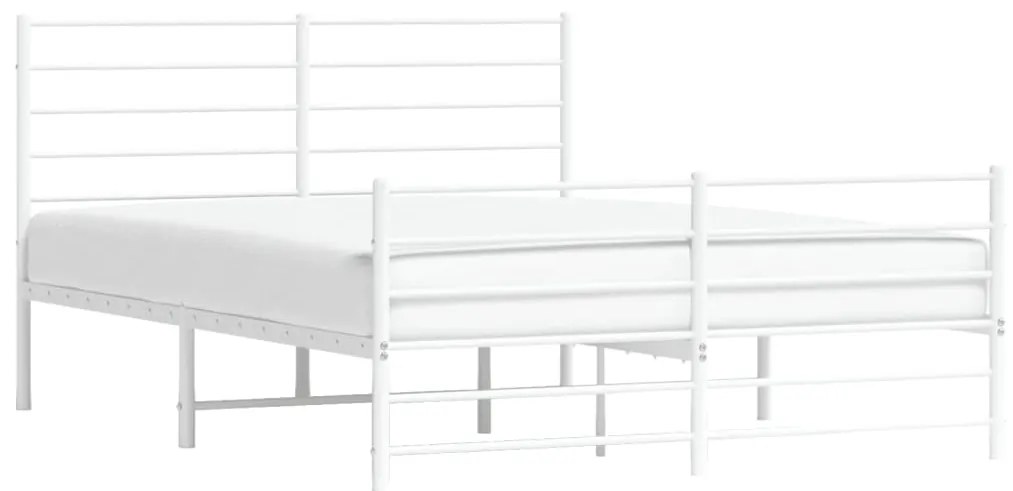 Estrutura de cama com cabeceira e pés 140x190 cm metal branco