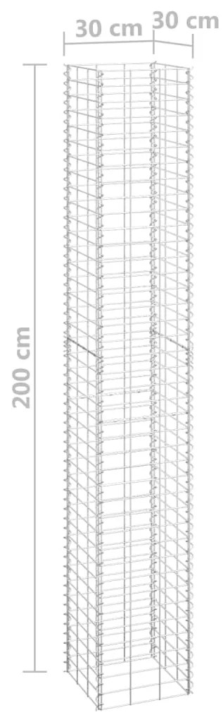 Canteiro/gabião elevado 3 pcs 30x30x200 cm ferro