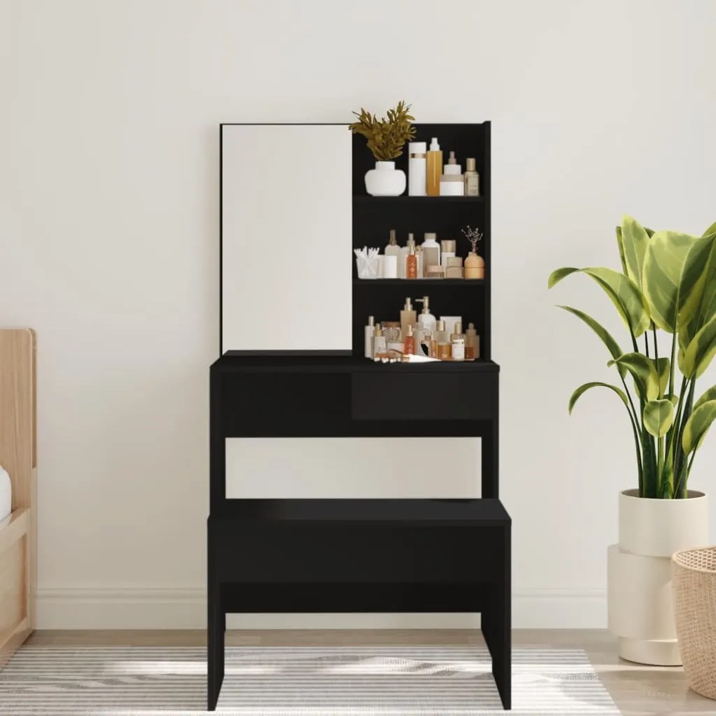 Toucador com espelho 74,5x40x141 cm preto