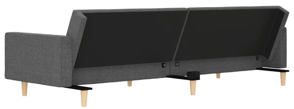 Sofá-cama 2 lugares com duas almofadas tecido cinzento-claro
