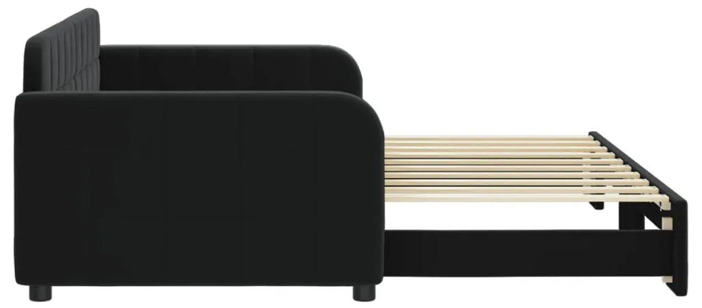 Sofá-cama com gavetão 90x190 cm veludo preto