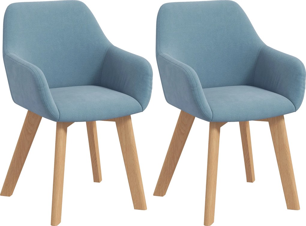 HOMCOM Conjunto de 2 Cadeiras para Mesa de Jantar Modernas Estofadas em Veludo 54x57x80 cm Azul Claro | Aosom Portugal