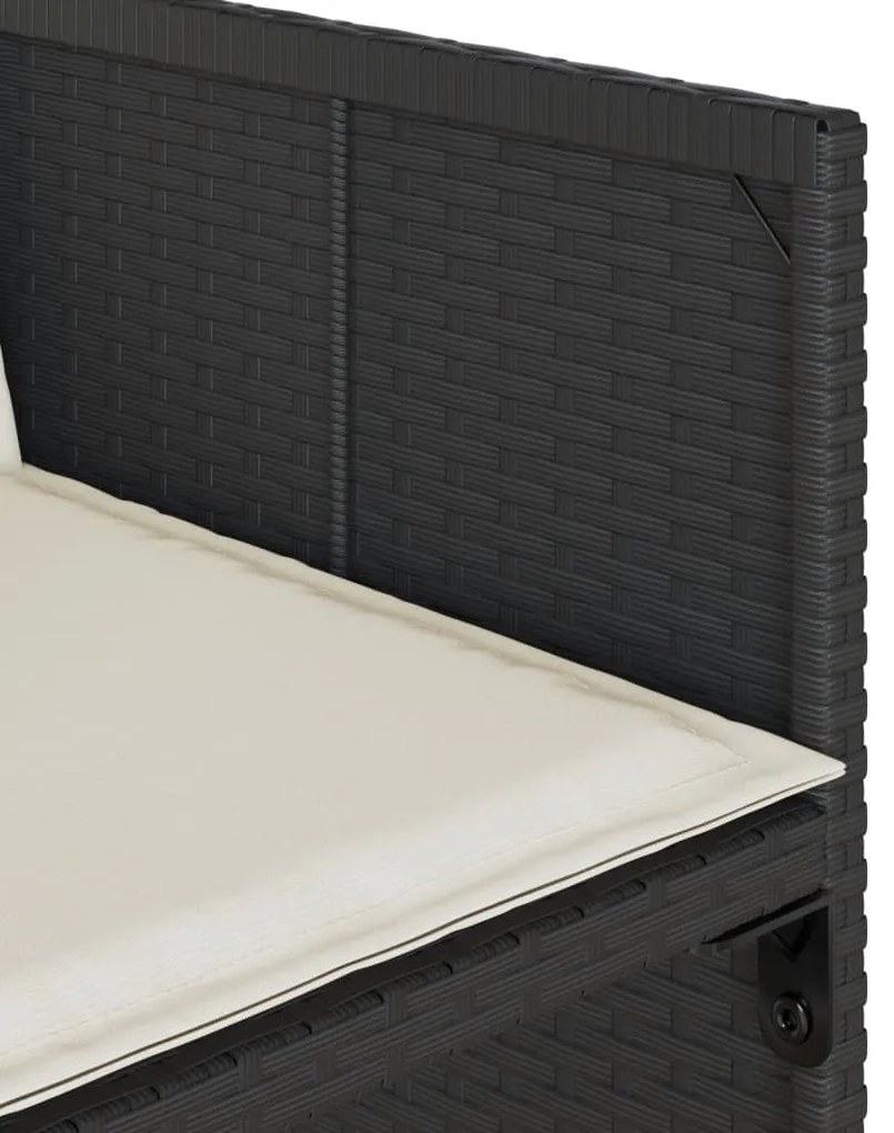 15 pcs conjunto de jantar p/jardim com almofadões vime PE preto