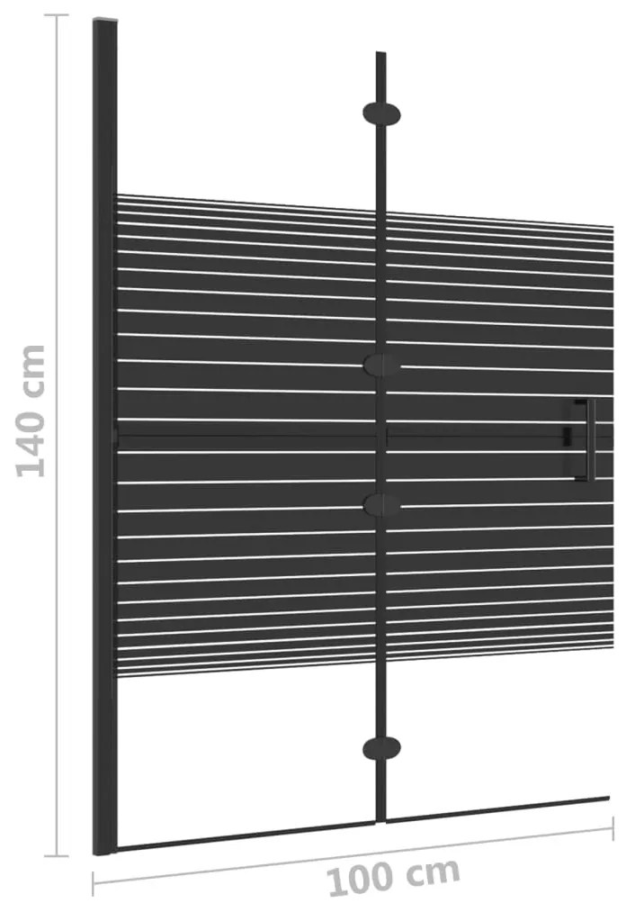 Divisória de chuveiro dobrável ESG 100x140 cm preto