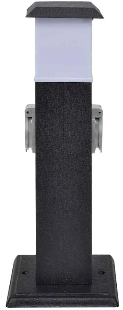 Pilar de soquete de jardim preto com lâmpada