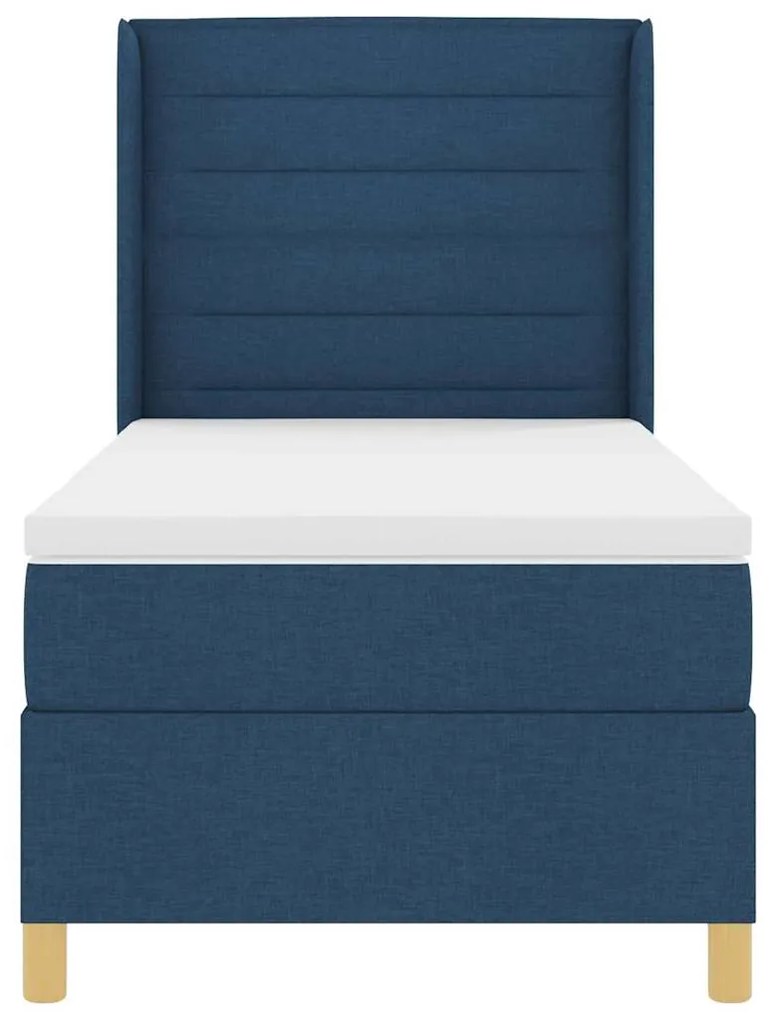 Cama Box Spring vidaXL com Colchão e LED Azul 90x200 cm em Tecido
