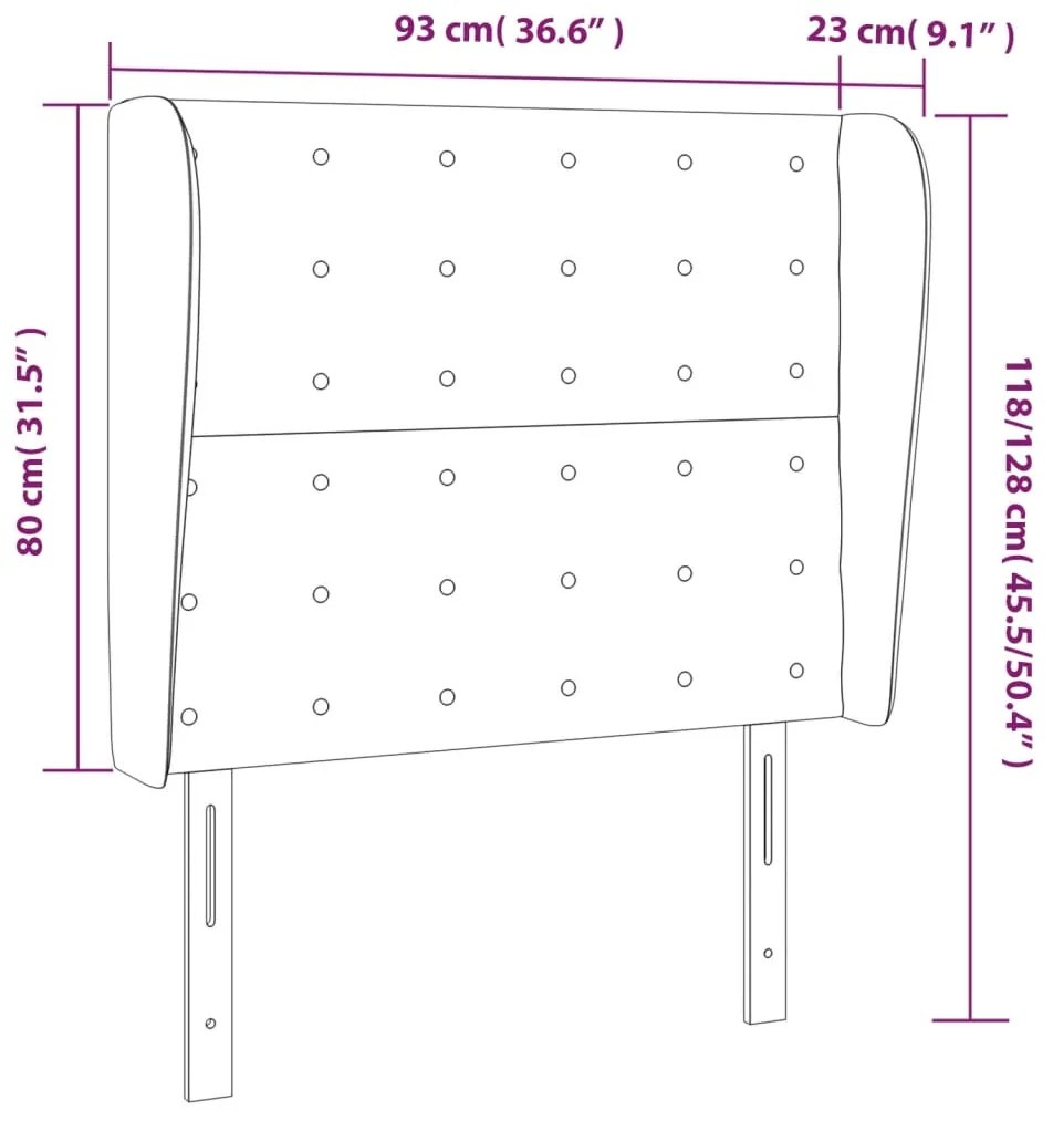 Cabeceira de cama c/ abas tecido 93x23x118/128 cm creme