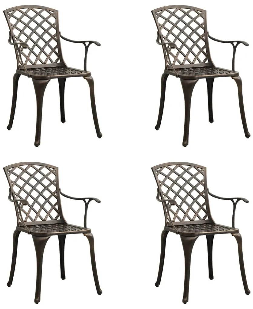 Cadeiras de jardim 4 pcs alumínio fundido bronze