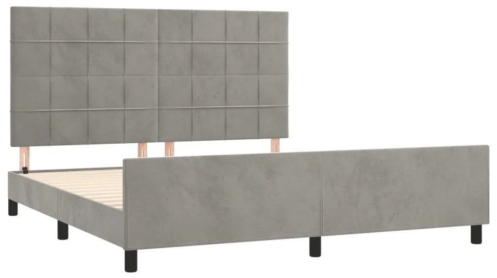 Estrutura de cama sem colchão 160x200 cm veludo cinzento-claro