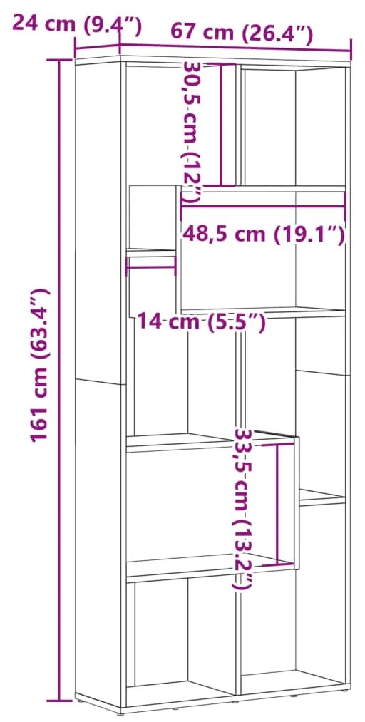 Estante 67x24x161 cm derivados de madeira madeira velha