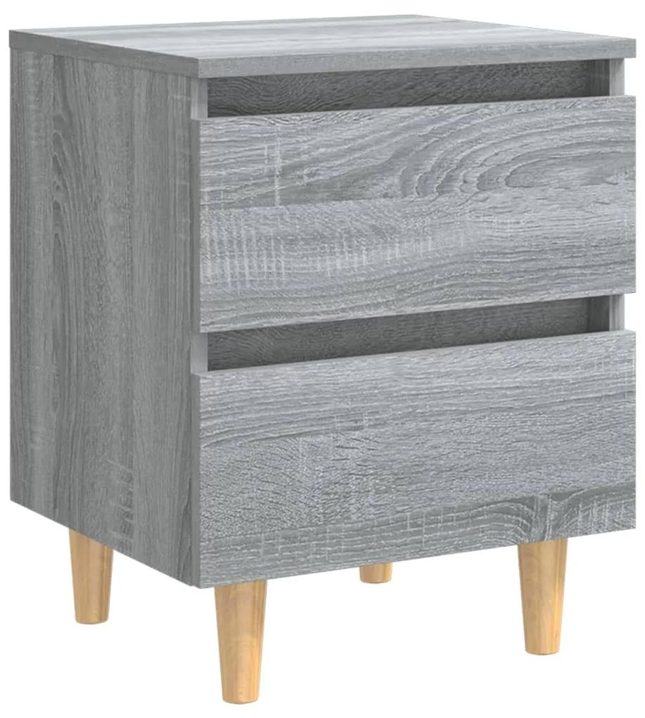 Mesa cabeceira + pernas madeira maciça 40x35x50 cm sonoma cinza
