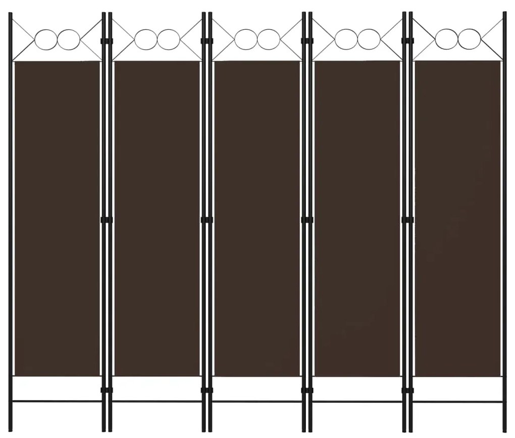 320708 vidaXL Divisória de quarto com 5 painéis 200x180 cm castanho