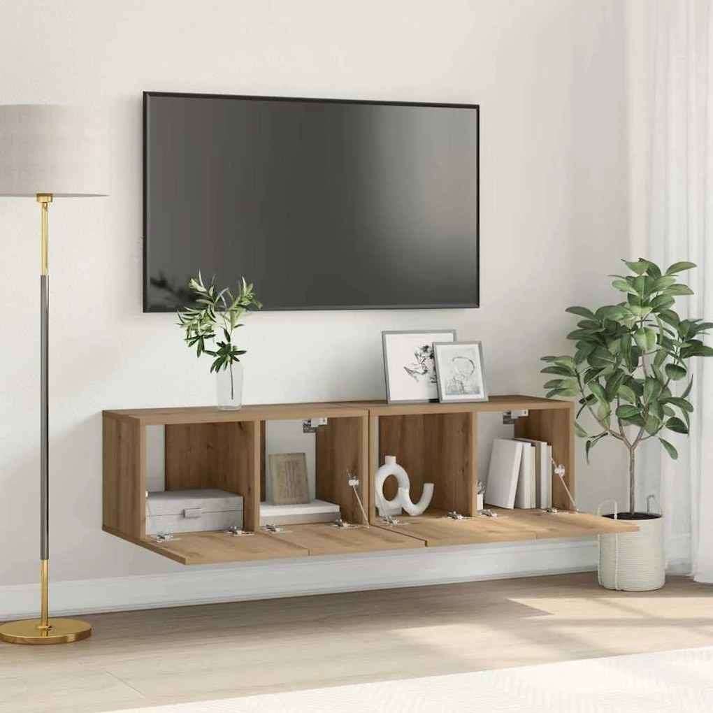 vidaXL Conjunto de Criado-mudo para TV Carvalho Artesanal MDF Médio