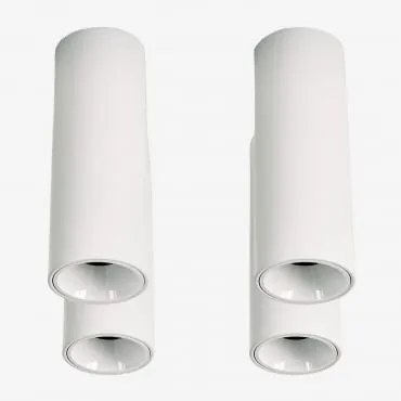 Pack De 4 Apliques De Teto Led De Superfície Redondos Ø5,7 Cm Para Exterior Em Alumínio Luisiana Branco & Branco Frio 4000k & 8 W & 23º - Sklum
