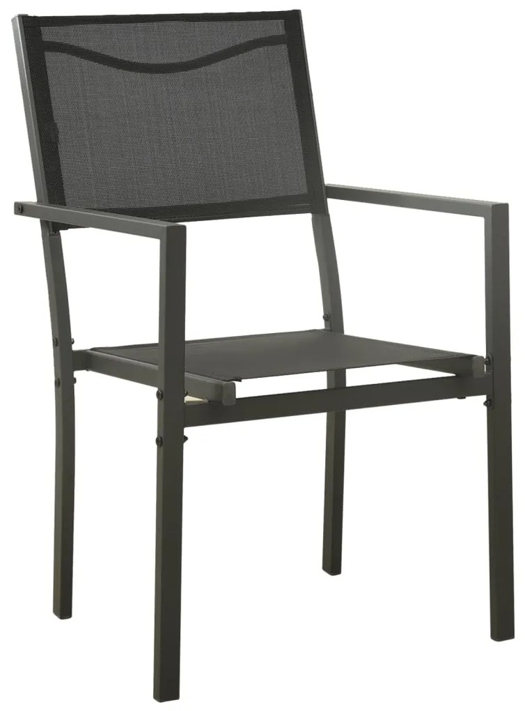 3 pcs conjunto de jantar para jardim aço e textilene preto