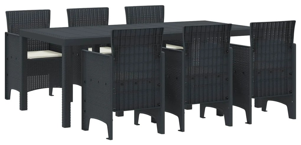 vidaXL Conjunto de Jantar para Jardim 7 pcs Antracite Polipropileno