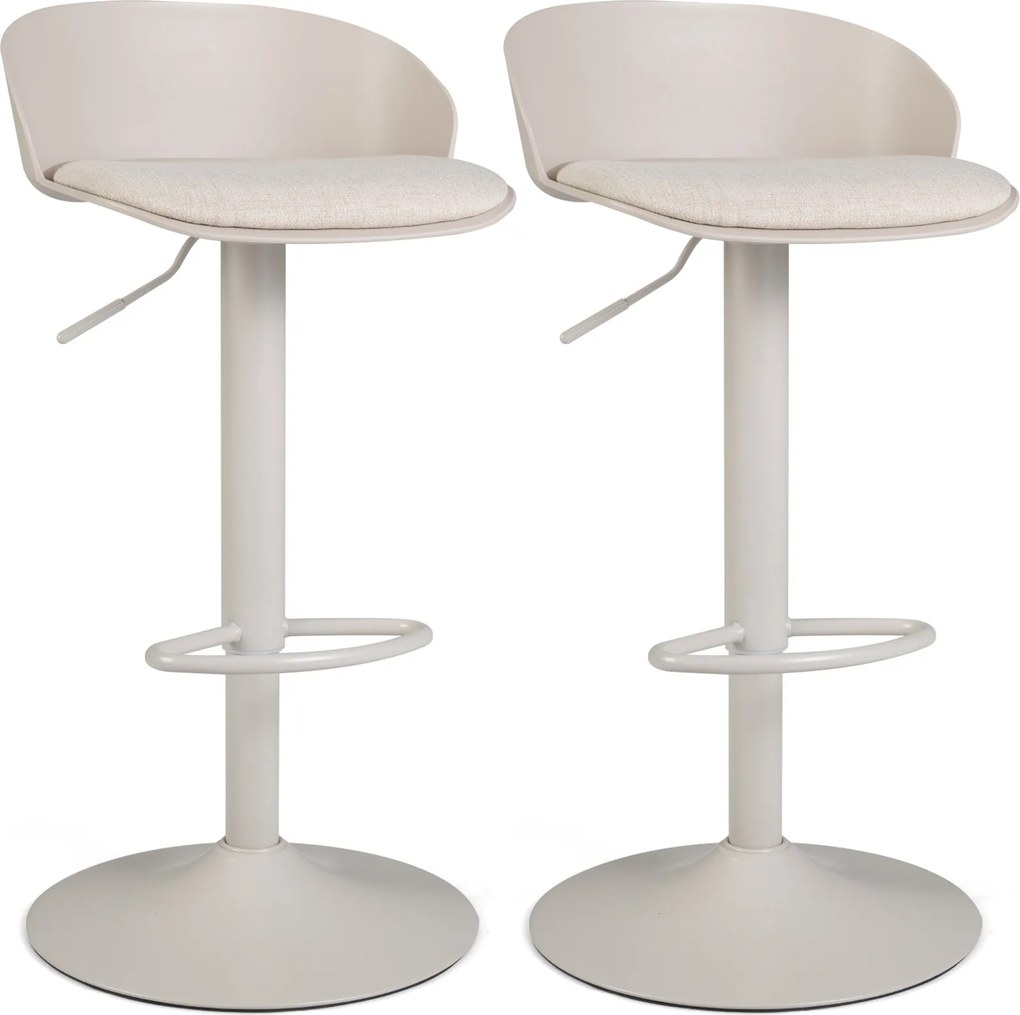 Conjunto de 2 Bancos de Bar Giratórios, 42 x 42 x 75-96,5 cm (MESA NÃO INCLUIDA), Altura Ajustável, Bege