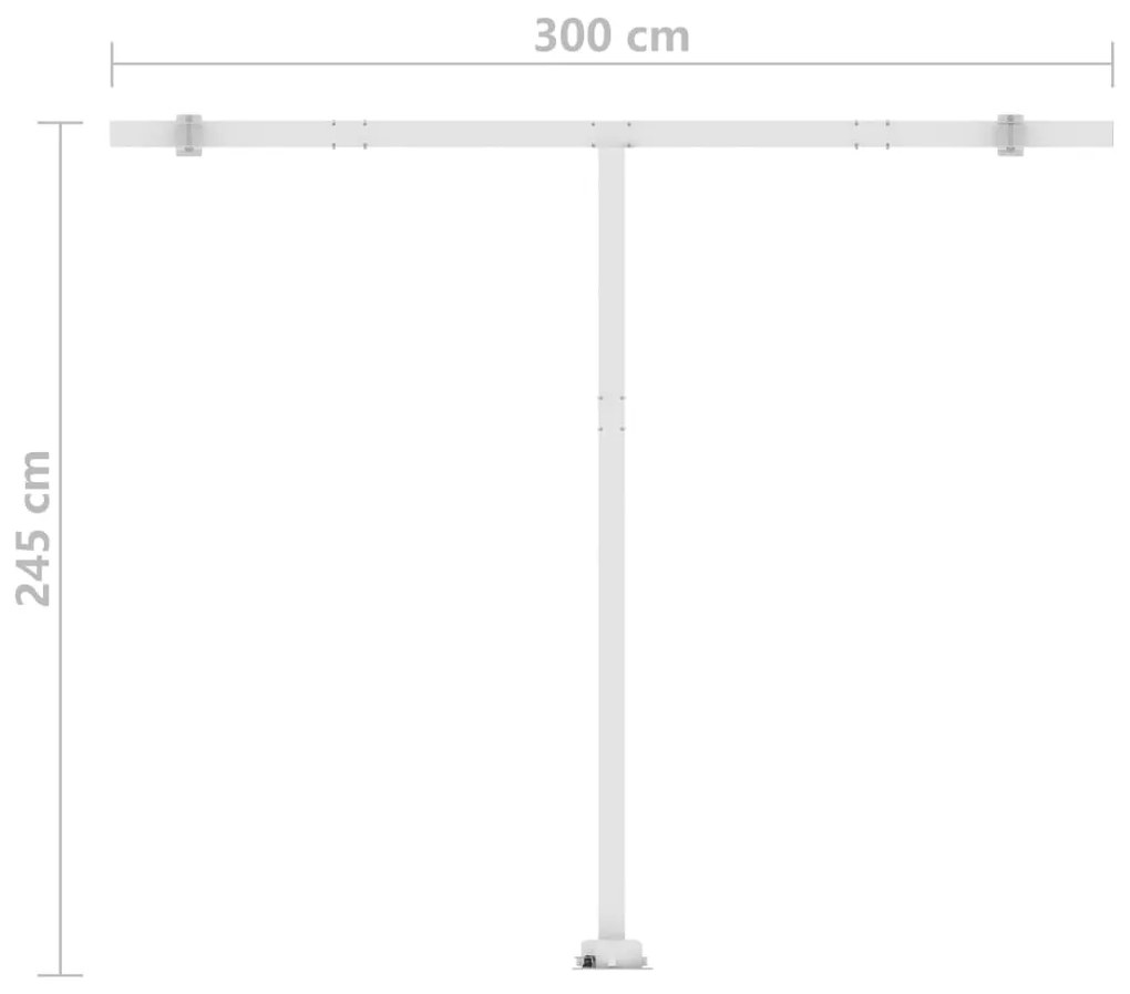 Toldo automático LED e sensor de vento 300x250 cm azul e branco