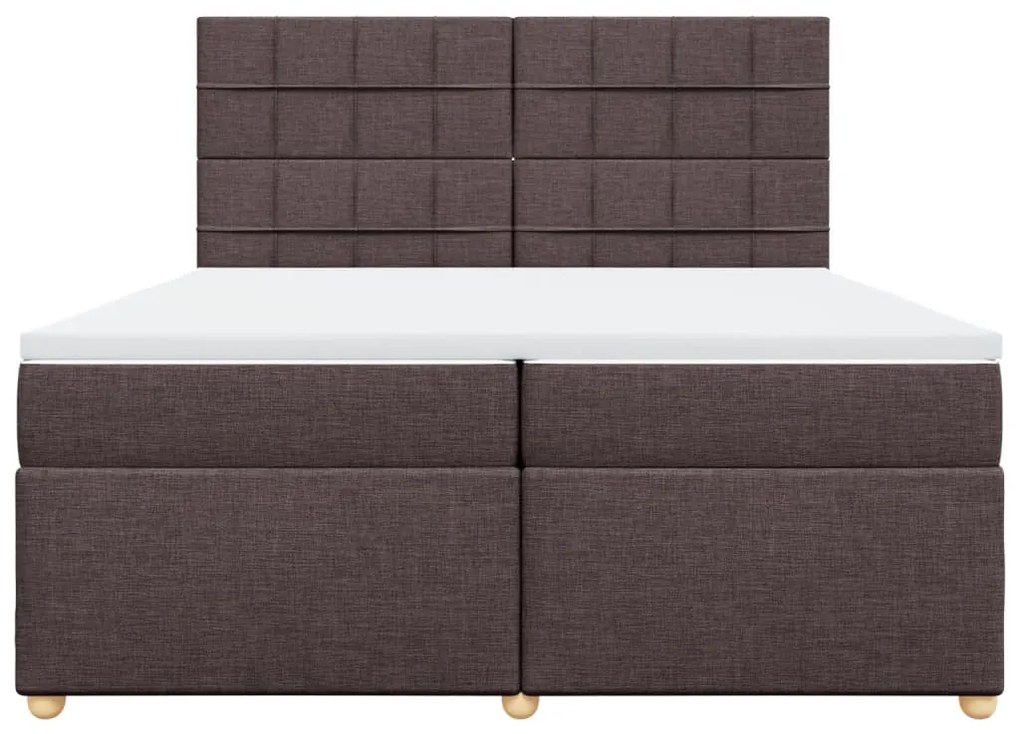 Cama com molas/colchão 200x200 cm tecido castanho-escuro