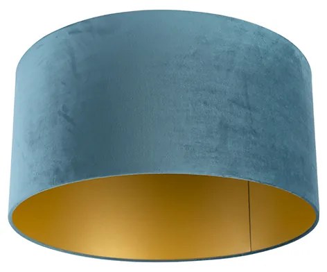 Abajur de veludo azul 50/50/25 com interior dourado