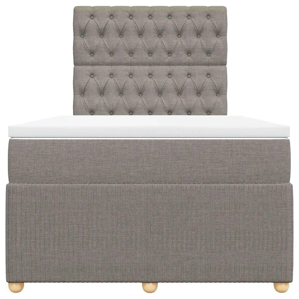 Cama boxspring c/ colchão 120x190cm tecido castanho-acinzentado