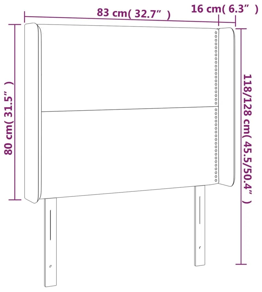 Cabeceira de cama c/ abas tecido 83x16x118/128cm cinzento-claro