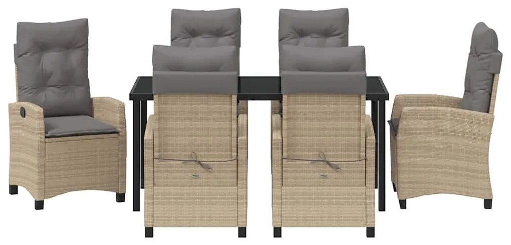 Conjunto de Jantar de Jardim da com 7 Peças e Almofadas em Rattan Sint
