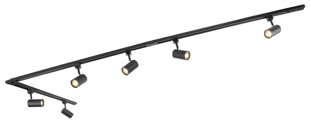 Sistema de iluminação de trilho moderno com 6 focos preto 1-fase 286cm - Iconic Jeana Moderno