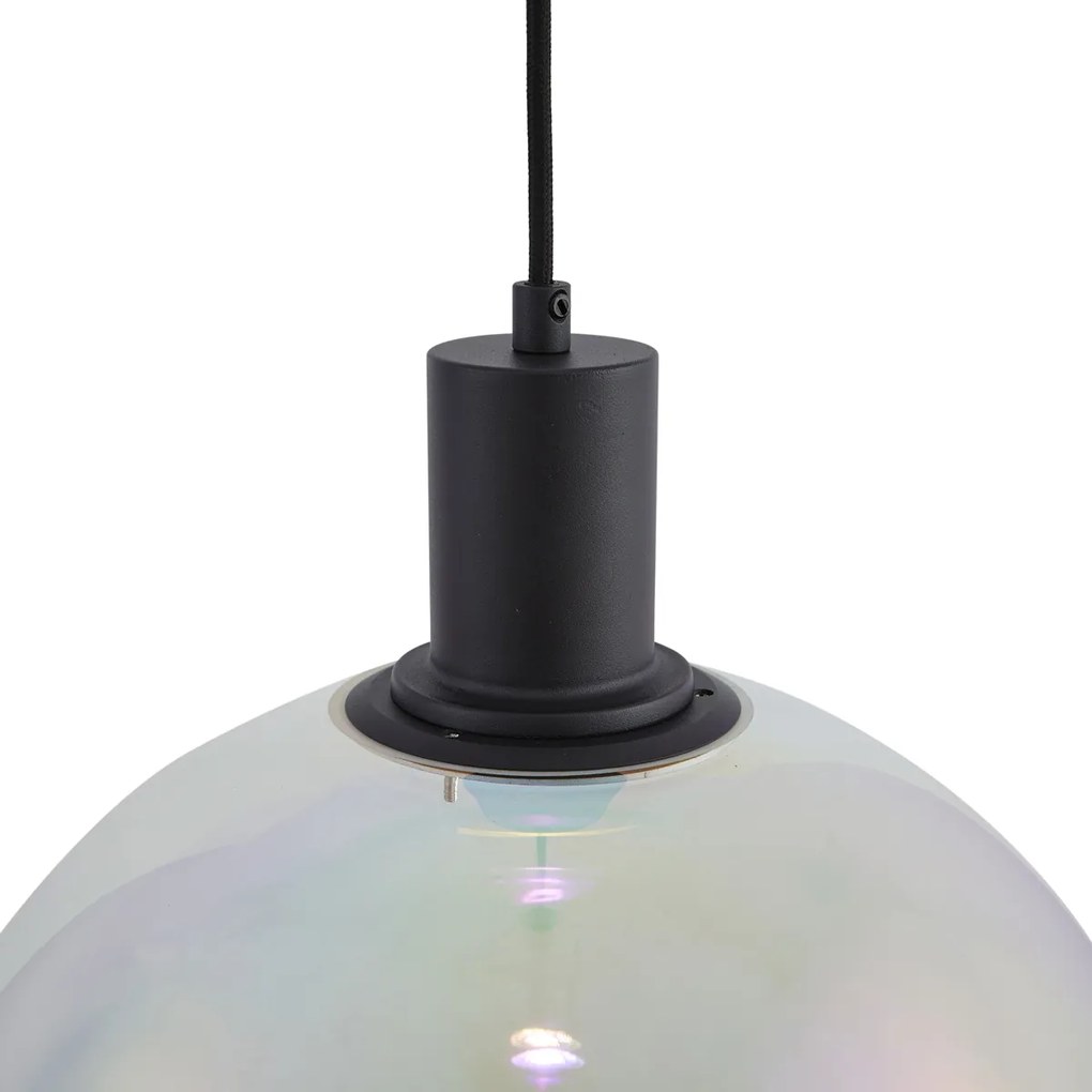 Candeeiro suspenso de design preto com vidro transparente 35cm - Mallon Design