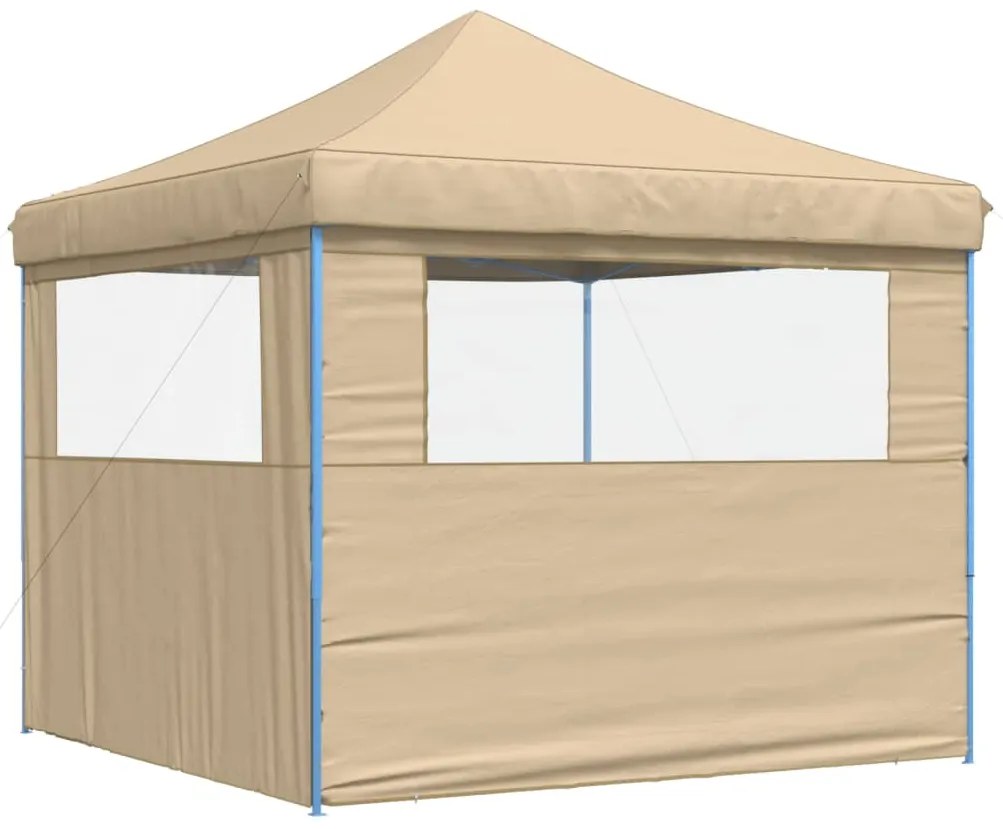 Tenda para festas pop-up dobrável com 2 paredes laterais bege