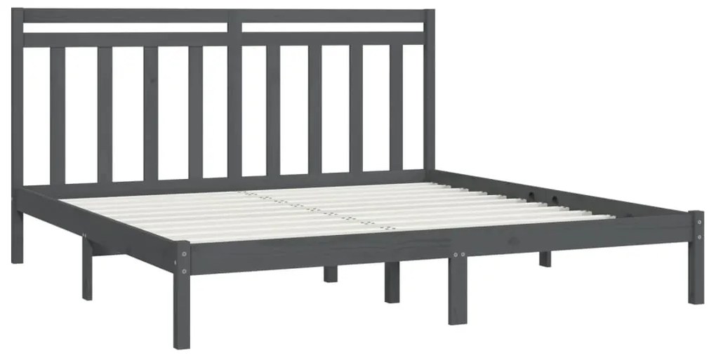 Estrutura de cama 200x200 cm madeira maciça cinzento