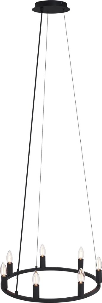 Candeeiro suspenso inteligente preto 7 luzes incluindo WiFi C35 - Knight