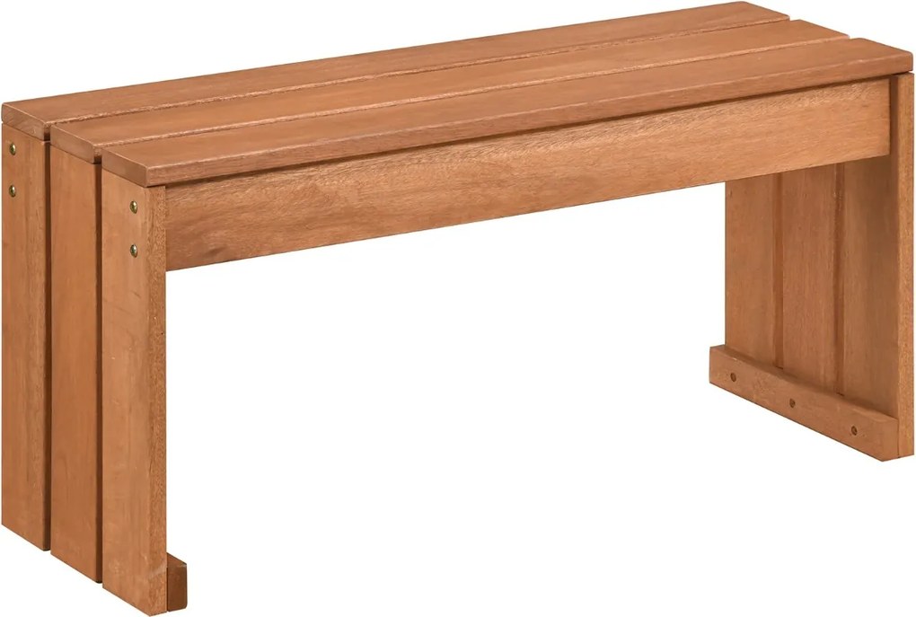 Banco de madeira sem encosto para jardim 90 x 30 x 44 cm, com 2 lugares, capacidade de 200 kg, ideal para pátio, terraço, alpendre ou entrada Natural