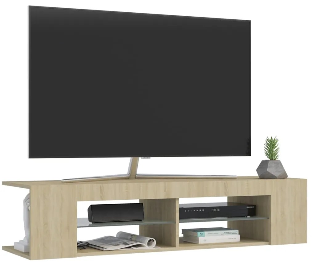 Móvel de TV com luzes LED 135x39x30 cm carvalho sonoma