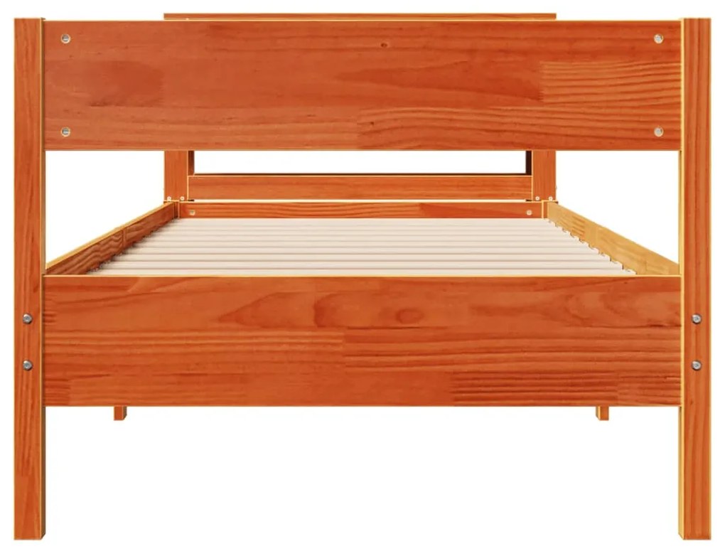 Cama sem colchão 100x200 cm pinho maciço castanho-mel