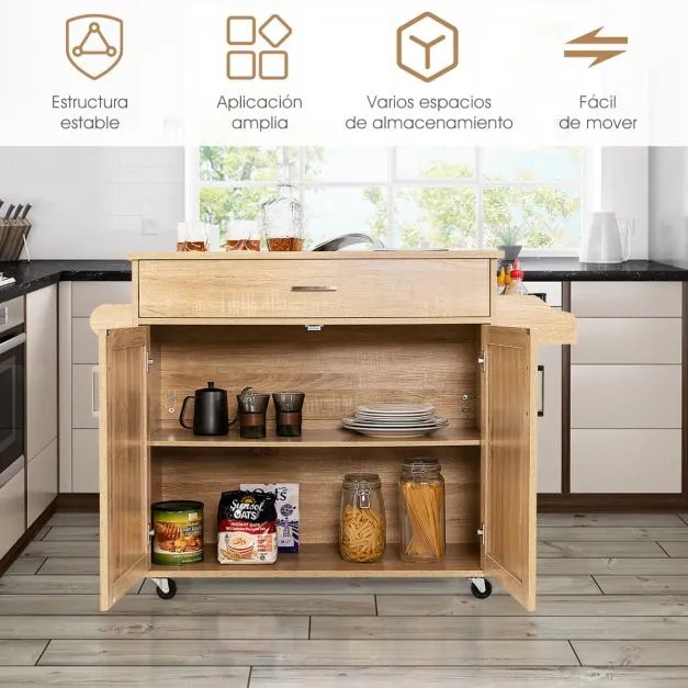 Carrinho/Ilha de Cozinha "Pratiko" – Funcionalidade e Mobilidade com A