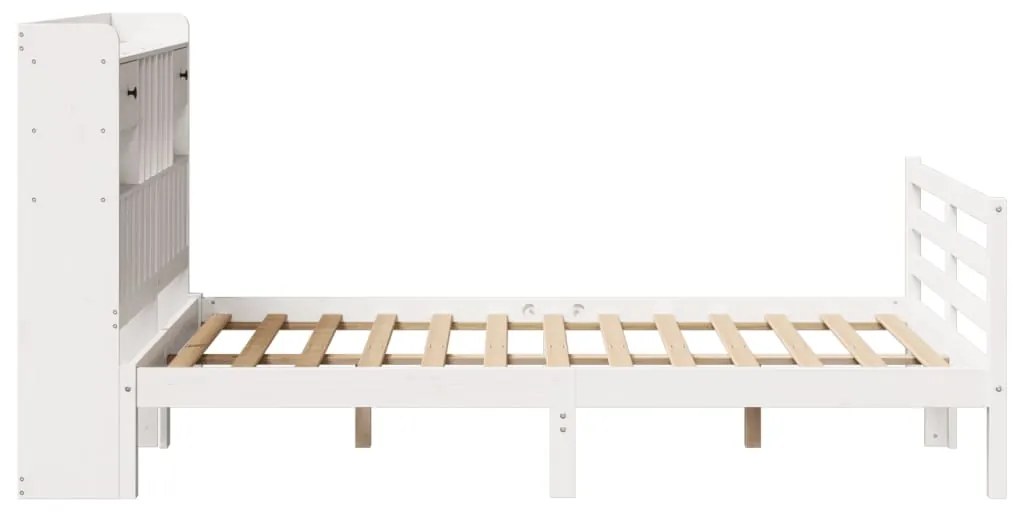 Cama com estante sem colchão 135x190 cm pinho maciço branco