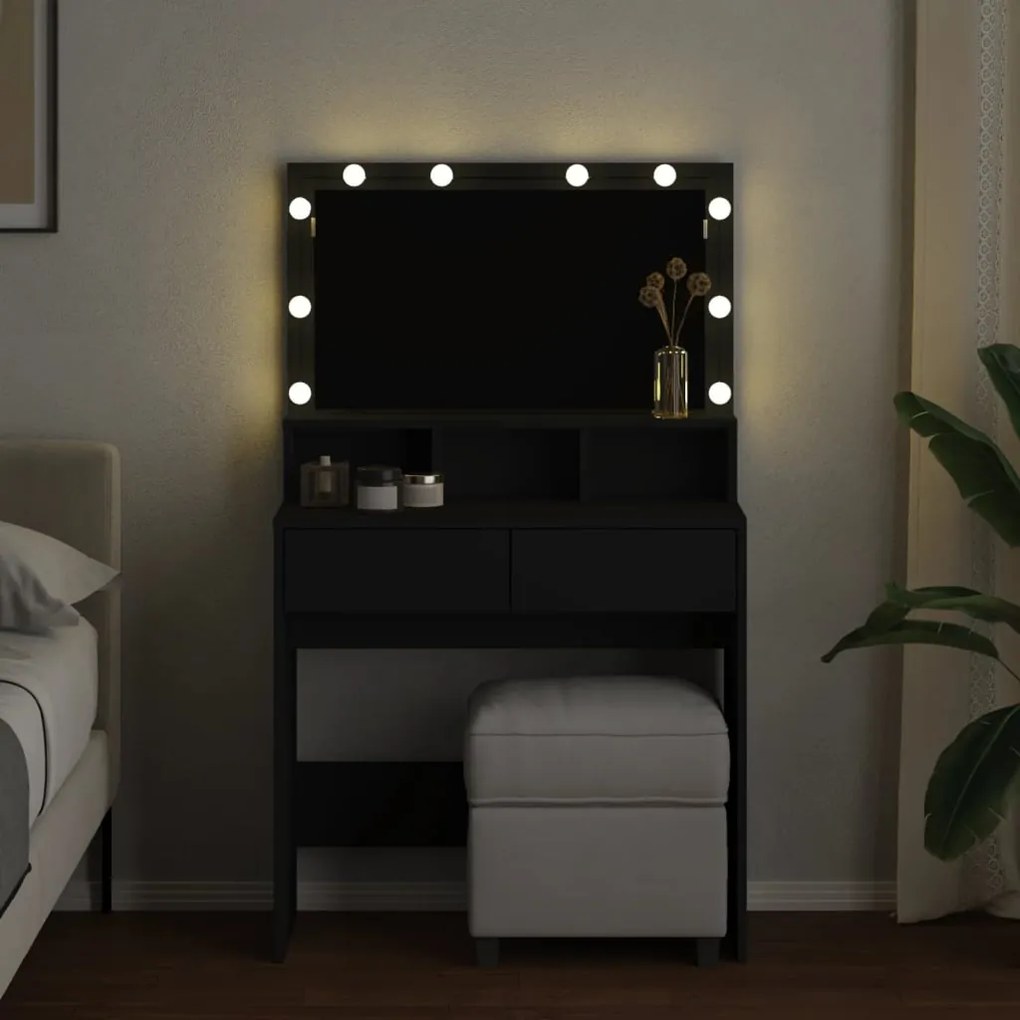 Toucador com LED 80x41x134,5 cm preto