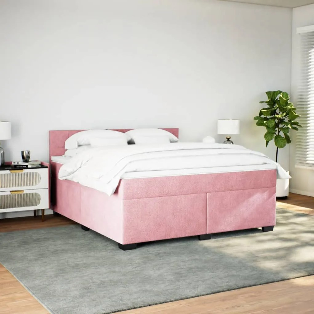 Cama com molas/colchão 180x200 cm veludo rosa