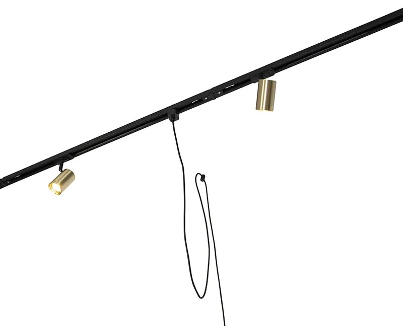 Sistema de iluminação de trilho moderno com 3 focos e 3 luzes pendentes dourado 1-Fase - Iconic Cavalux Jeana